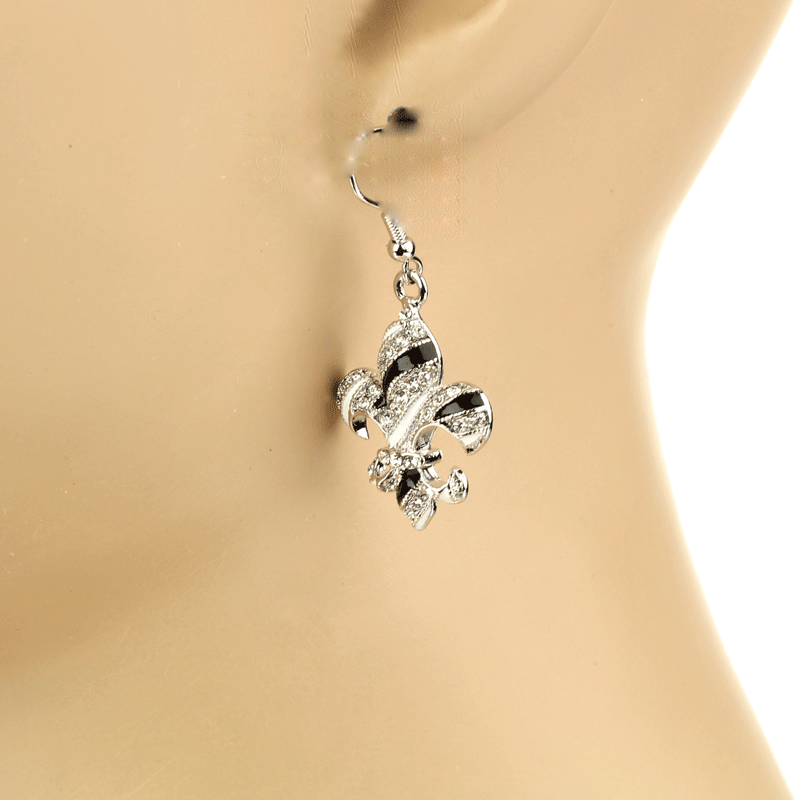 Fleur De Lis Rhinestone Earrings - Image 2