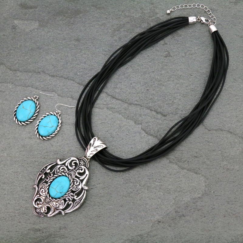 Western Style Semi Stone Necklace Set