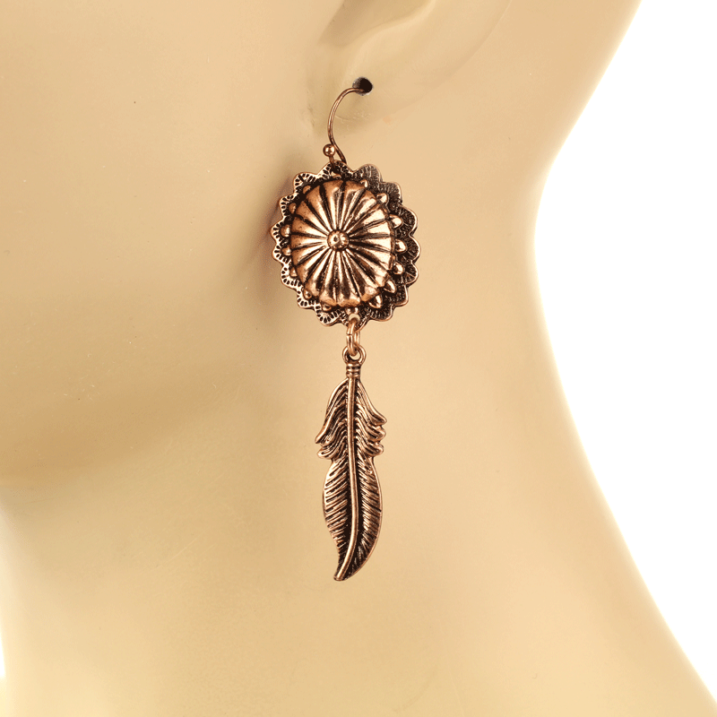Western Concho Feather Earrings - Image 2