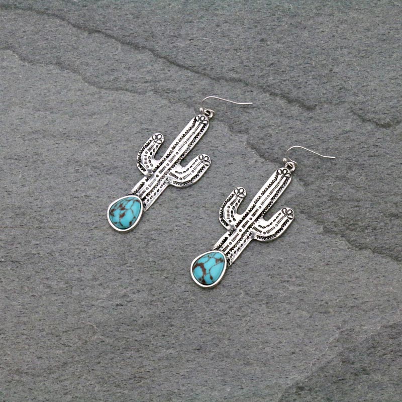 Western Cactus Fish Hook Earrings