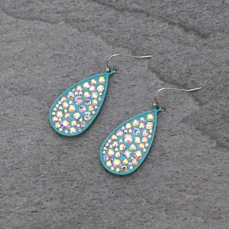 Teardrop Stone Fish Hook Earrings