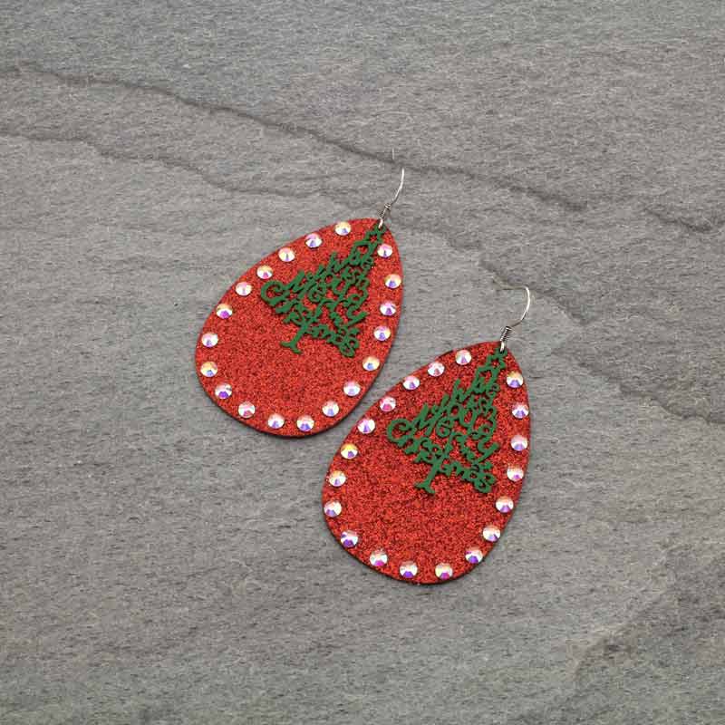 Christmas Tree Teardrop Fish Hook Earrings