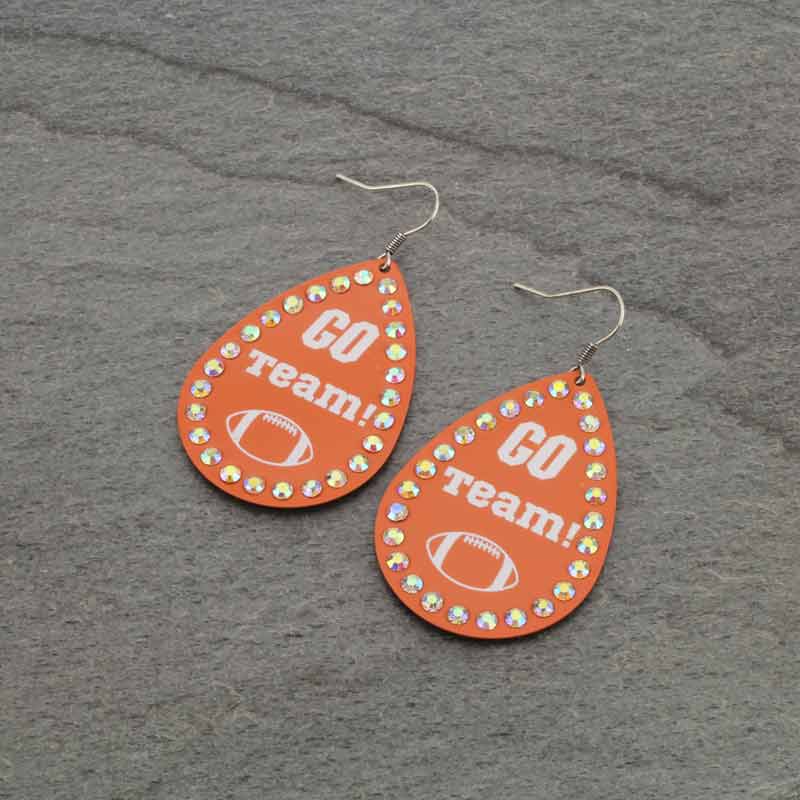 Teardrop Football Fish Hook Earrings