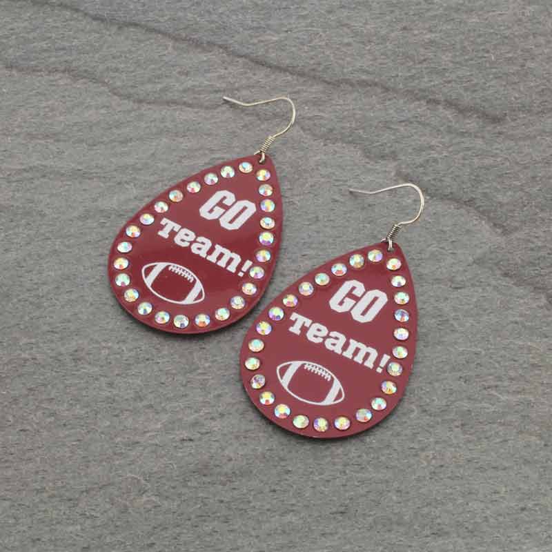 Teardrop Football Fish Hook Earrings