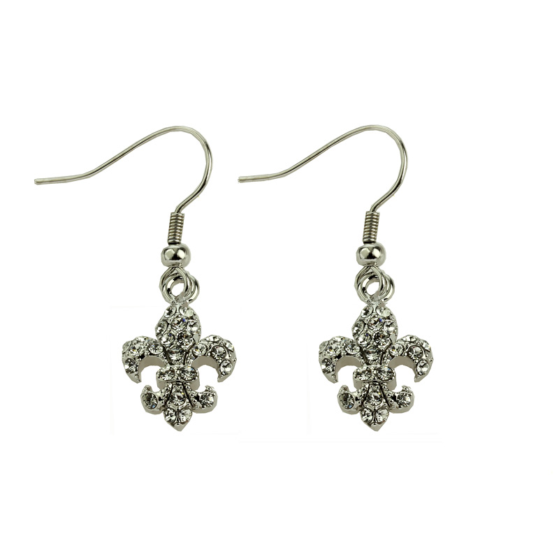Fleur De Lis Rhinestone Earrings
