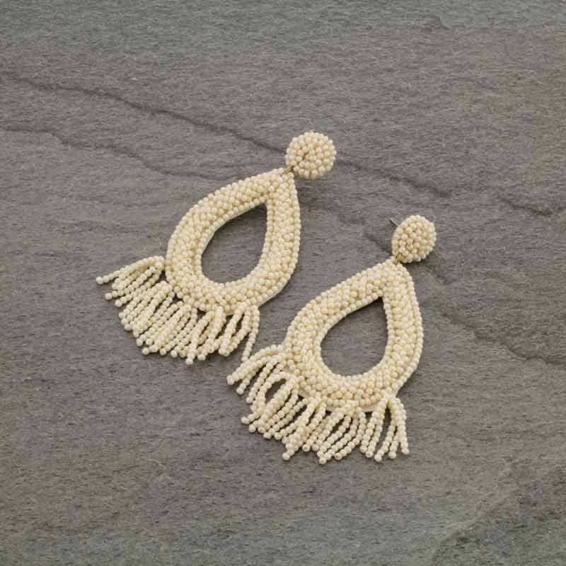 Seed Bead Teardrop Post Earrings