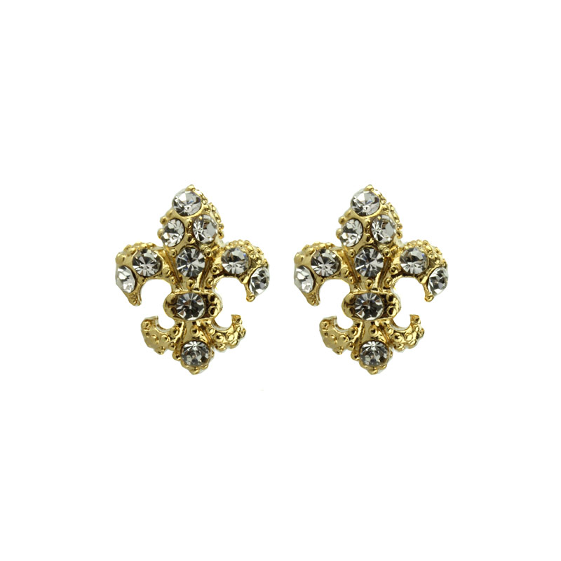 Fleur De Lis Rhinestone Earrings