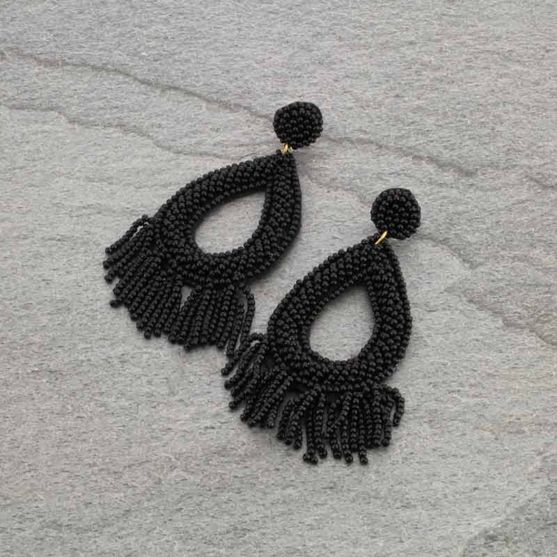 Seed Bead Teardrop Post Earrings