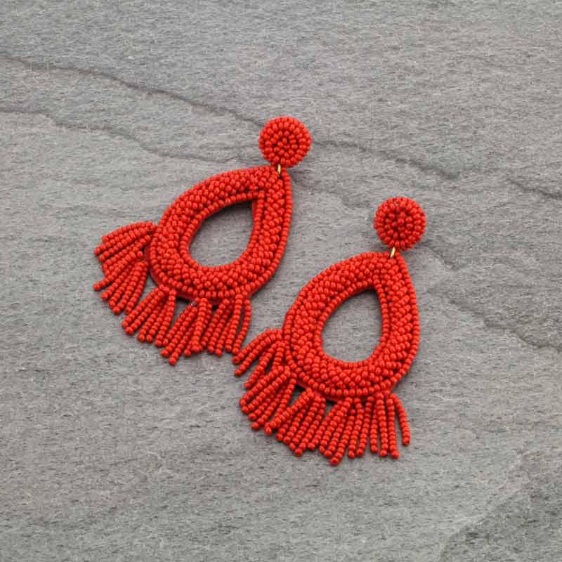 Seed Bead Teardrop Post Earrings