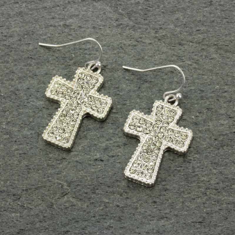 Cross Rhinestone Hook Earrings