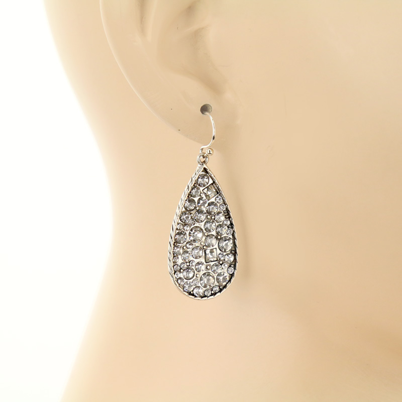 Teardrop Stone Fish Hook Earrings - Image 2