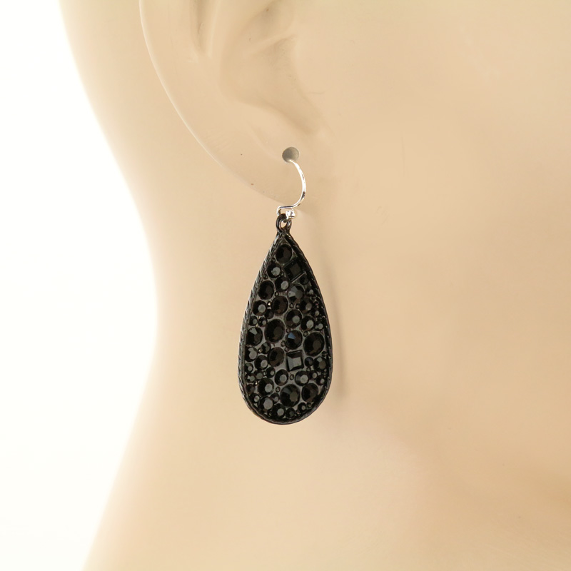 Teardrop Stone Fish Hook Earrings - Image 2