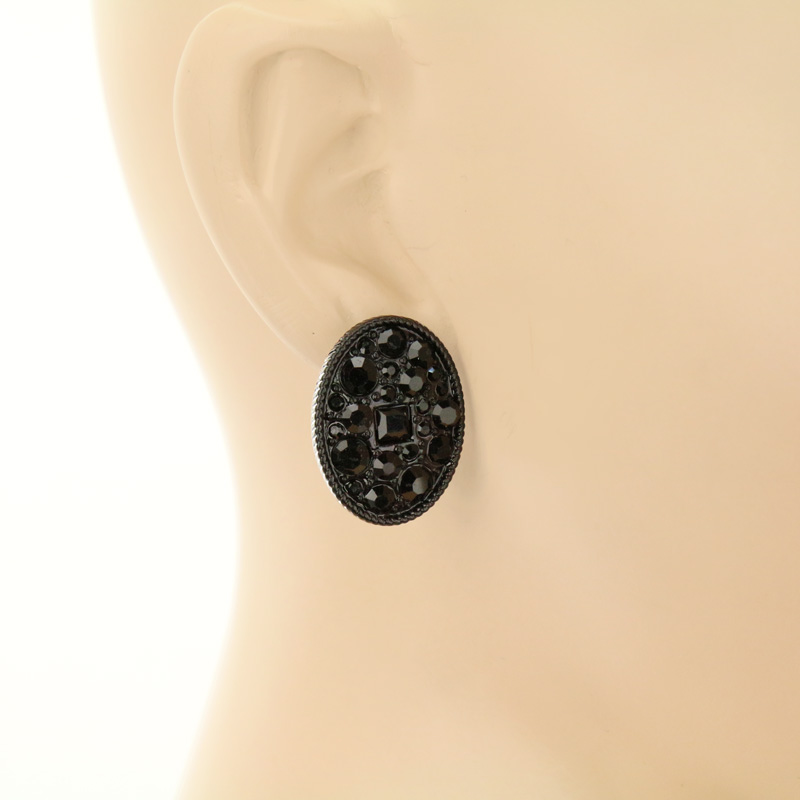 Oval Stone Post Earrings - Image 2