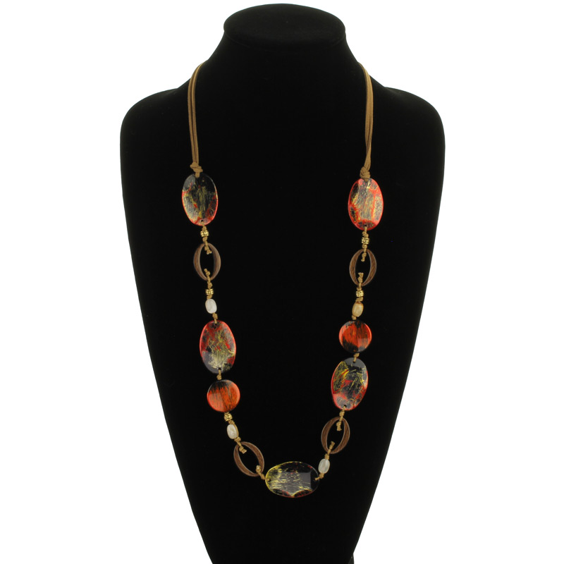 Acrylic Bead with Wood Necklace - Image 2