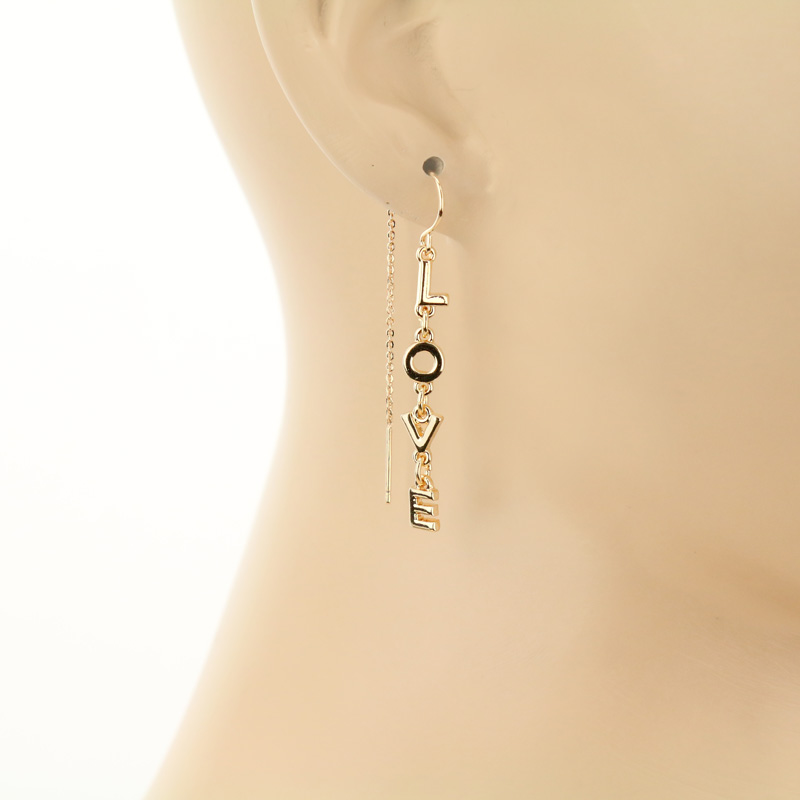 JJ Letter Fish Hook Earrings - Image 2