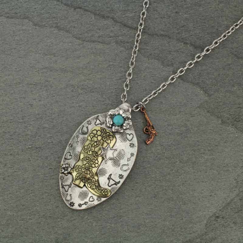 Western Boot Theme Spoon Necklace