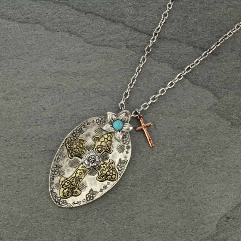 Western Cross Theme Spoon Necklace