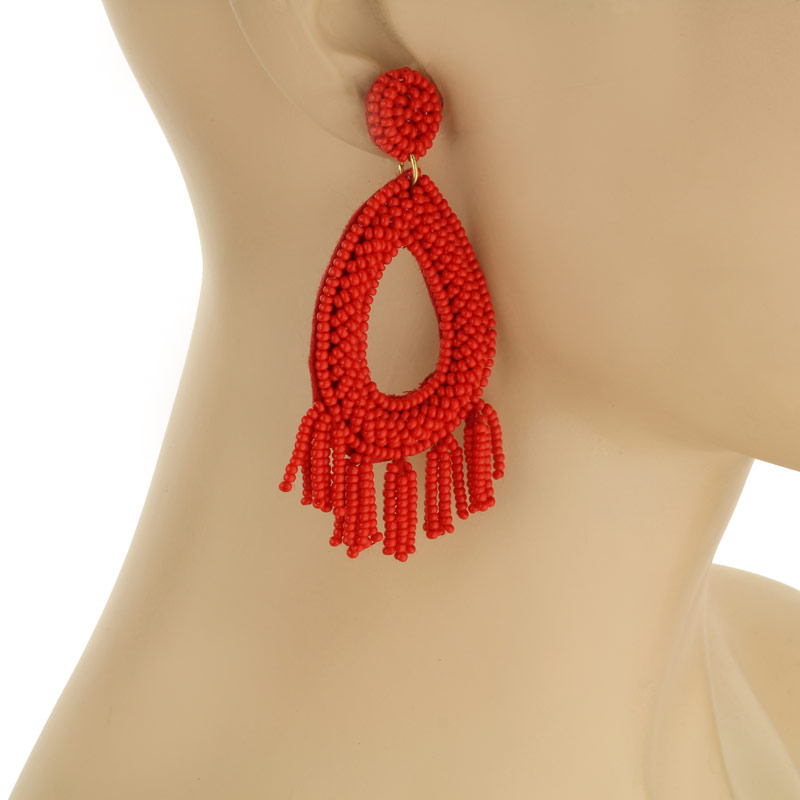 Seed Bead Teardrop Post Earrings - Image 2