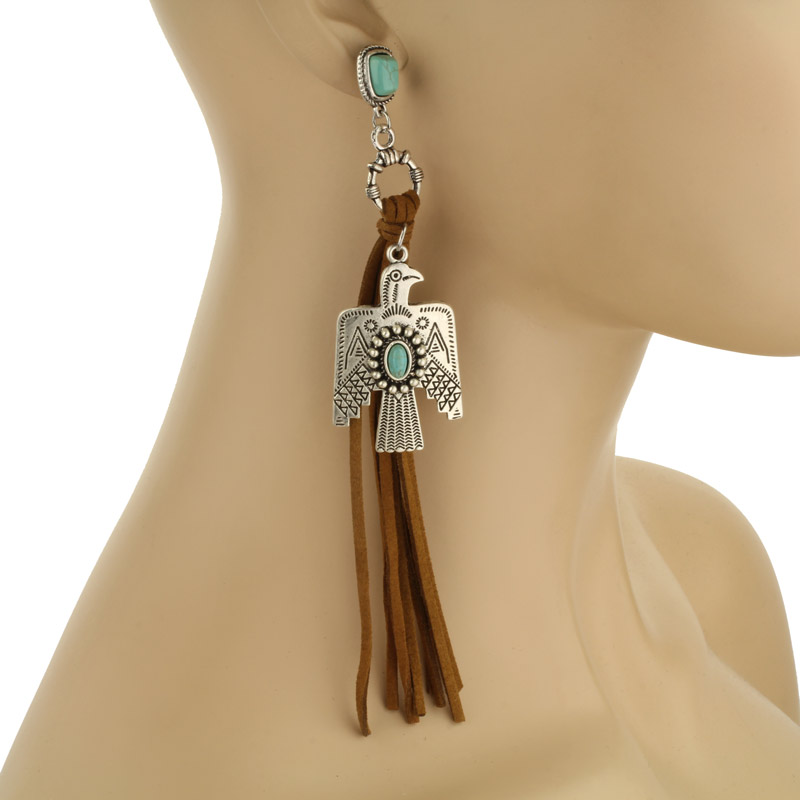 Boho Thunderbird Natural Stone Post Earrings - Image 2