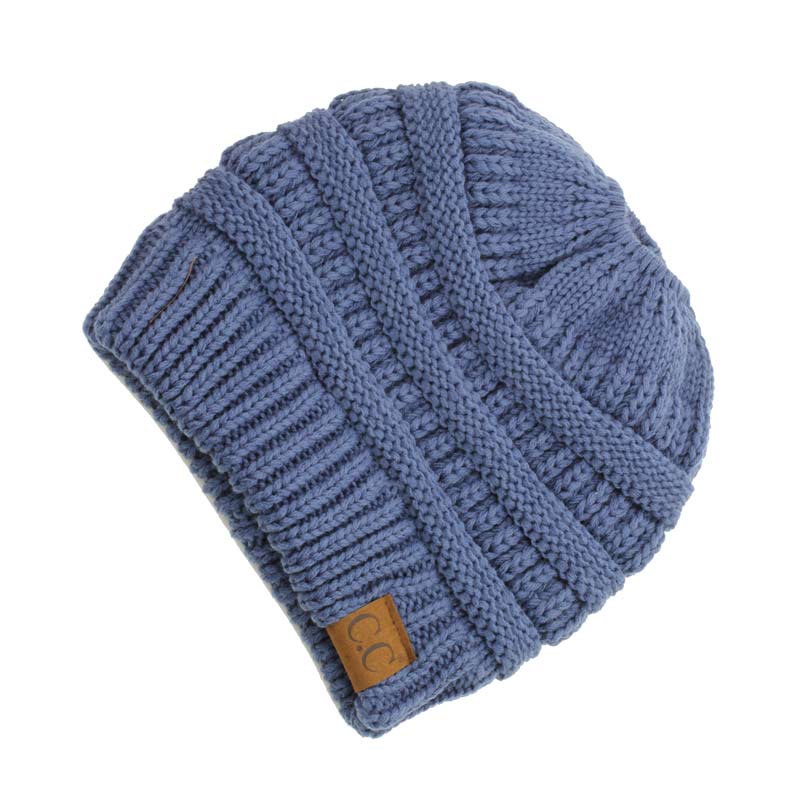 C.C Solid Color Ponytail Messy Bun Beanie