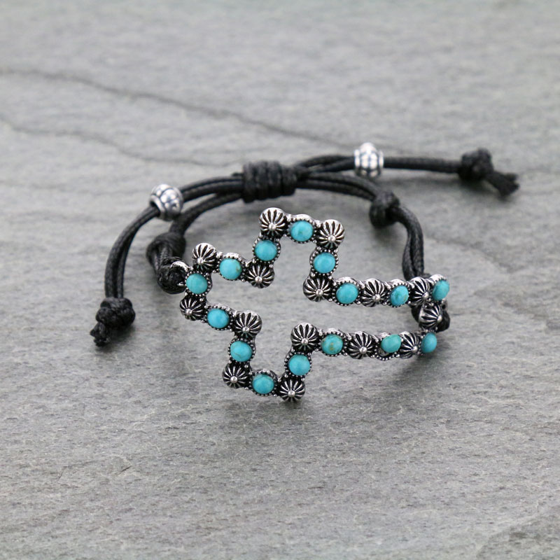 Western Cross Leather Adjustable Bracelet