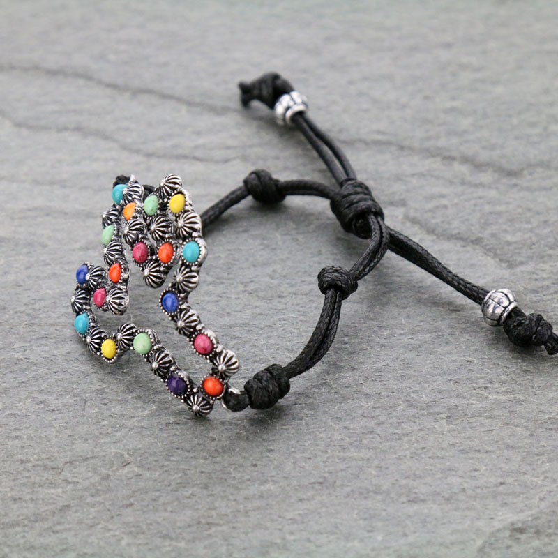 Western Cactus Leather Adjustable Bracelet - Image 2