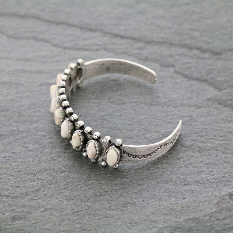 Natural White Stone "C" Cuff Bracelet - Image 2