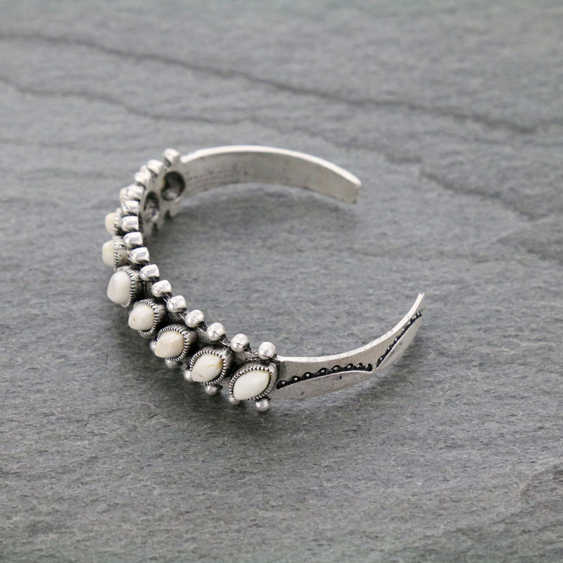 Natural White Stone "C" Cuff Bracelet - Image 2