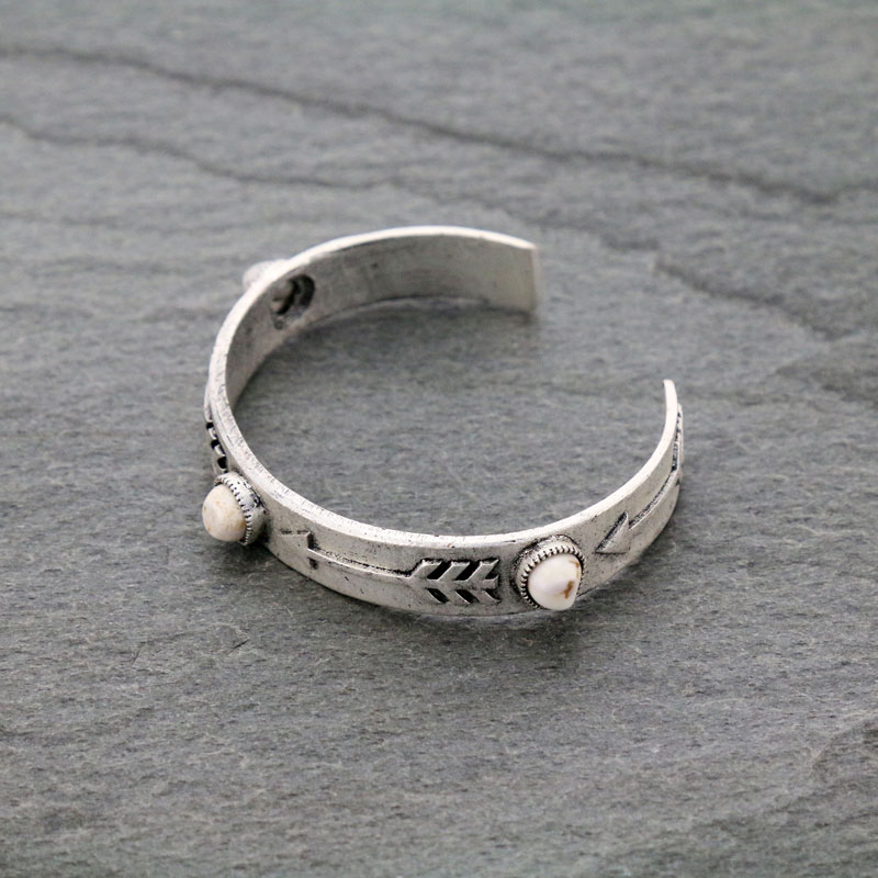 Arrowhead Natural White Stone "C" Cuff Bracelet - Image 2