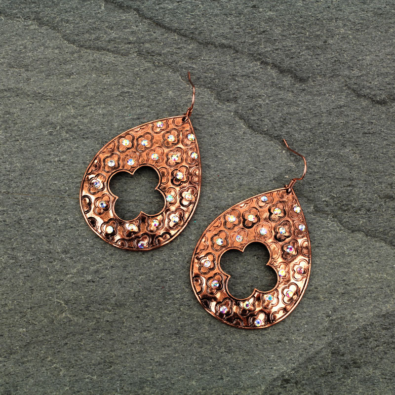 Quatrefoil Teardrop Fish Hook Earrings