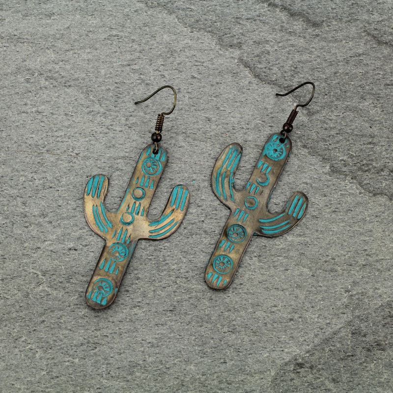Handmade Cactus Fish Hook Earrings