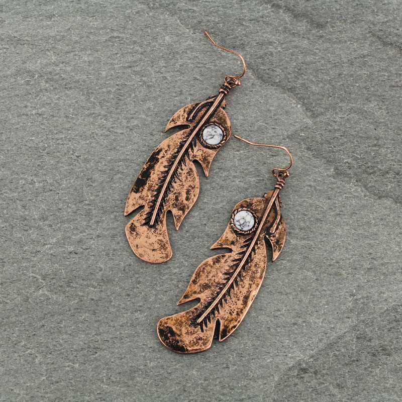 Western Feather Fish Hook Earrings