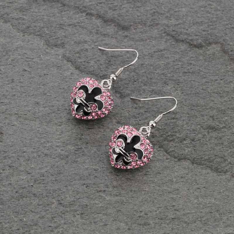 Fleur De Lis "Heart" Rhinestone Earrings