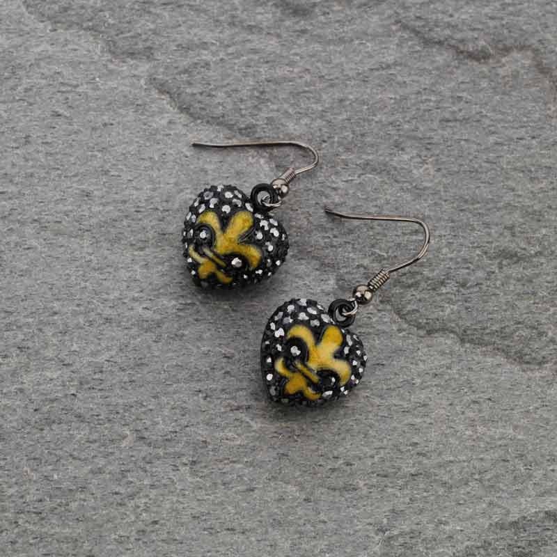 Fleur De Lis "Heart" Rhinestone Earrings