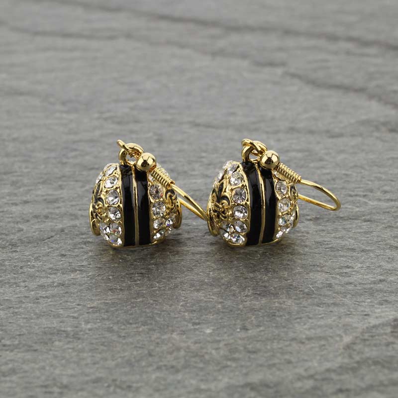 Fleur De Lis "Football Theme" Rhinestone Earrings - Image 2