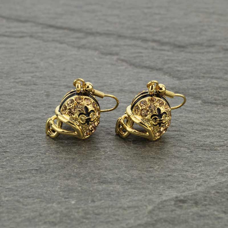 Fleur De Lis "Football Helmet" Rhinestone Earrings