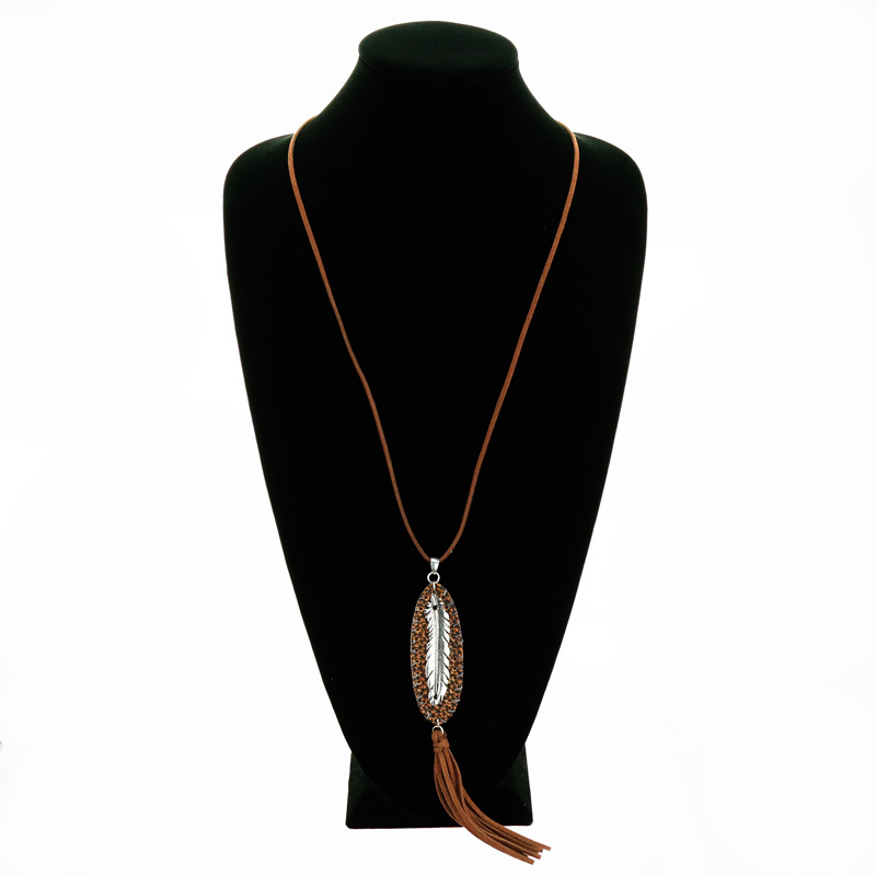 Western Feather with Leather Necklace - Image 2