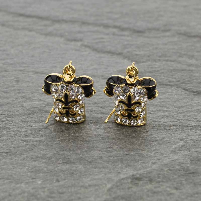 Fleur De Lis "Football Uniform" Rhinestone Earrings - Image 2