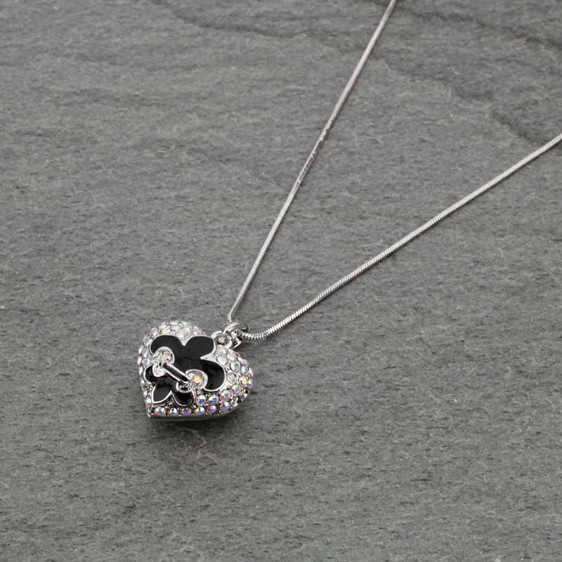 Heart w/Fleur De Lis Logo Pendant Necklace