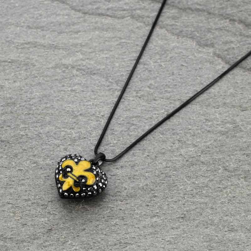 Heart w/Fleur De Lis Logo Pendant Necklace