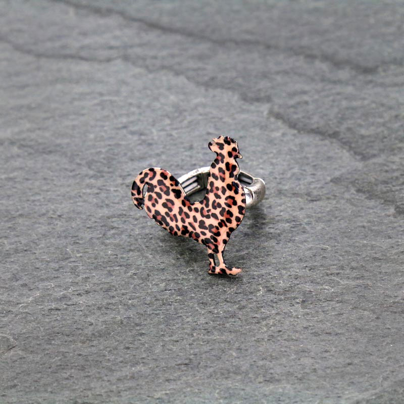 Rooster Leopard Print Ring