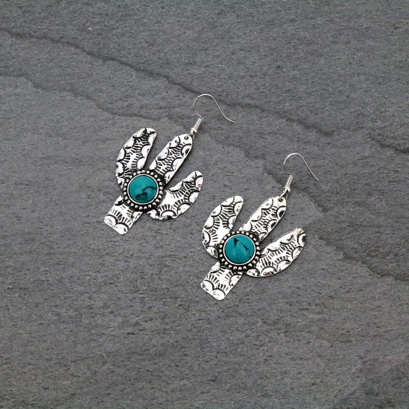 Western Cactus Fish Hook Earrings