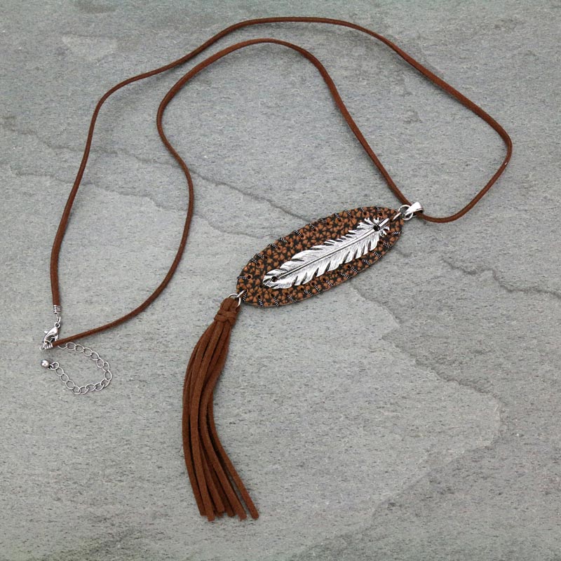 Western Feather with Leather Necklace