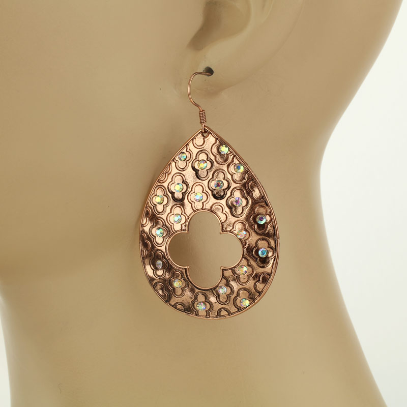 Quatrefoil Teardrop Fish Hook Earrings - Image 2
