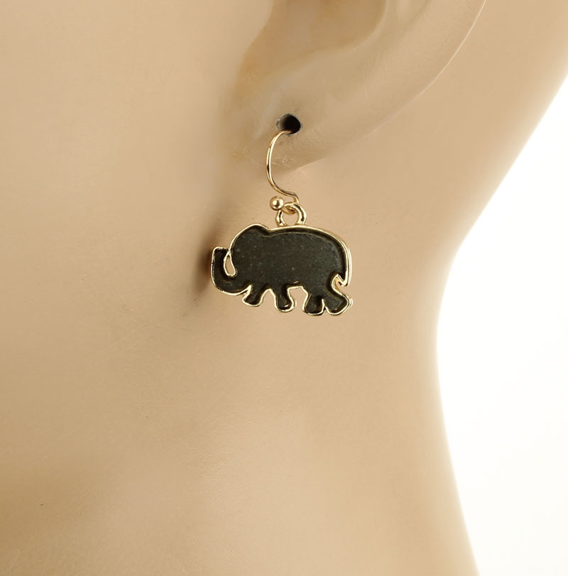 Druzy Animal "Elephant" Fish Hook Earrings - Image 2