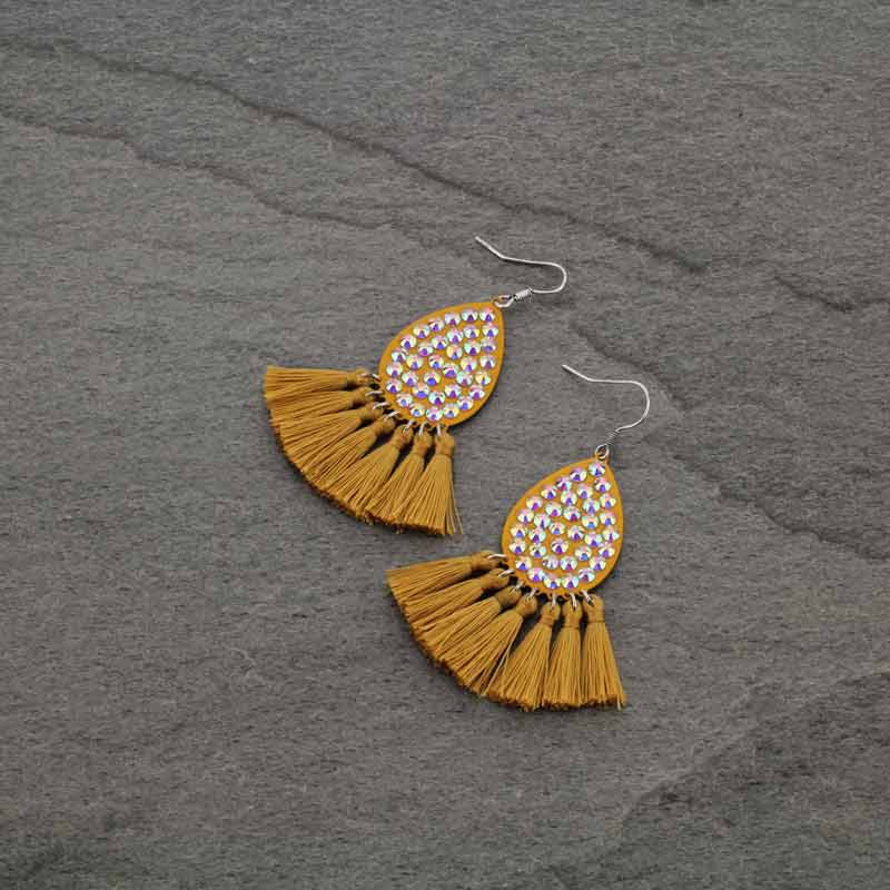 Tear Drop with Tassel Fish Hook Earrings