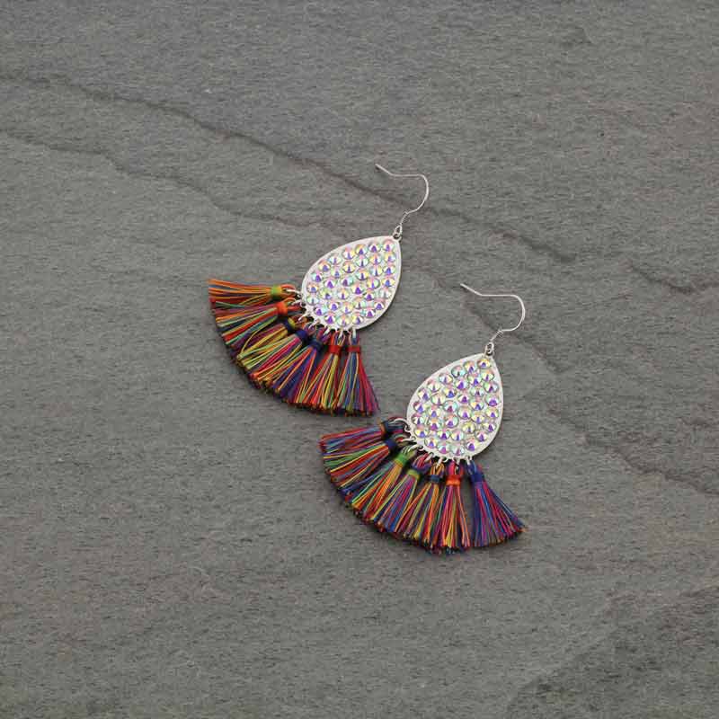 Tear Drop with Tassel Fish Hook Earrings
