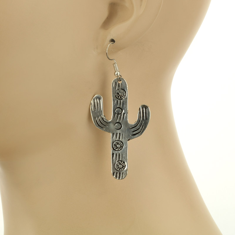 Handmade Cactus Fish Hook Earrings - Image 2