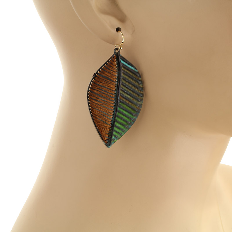 Thread Leaf Fish Hook Earrings - Image 2