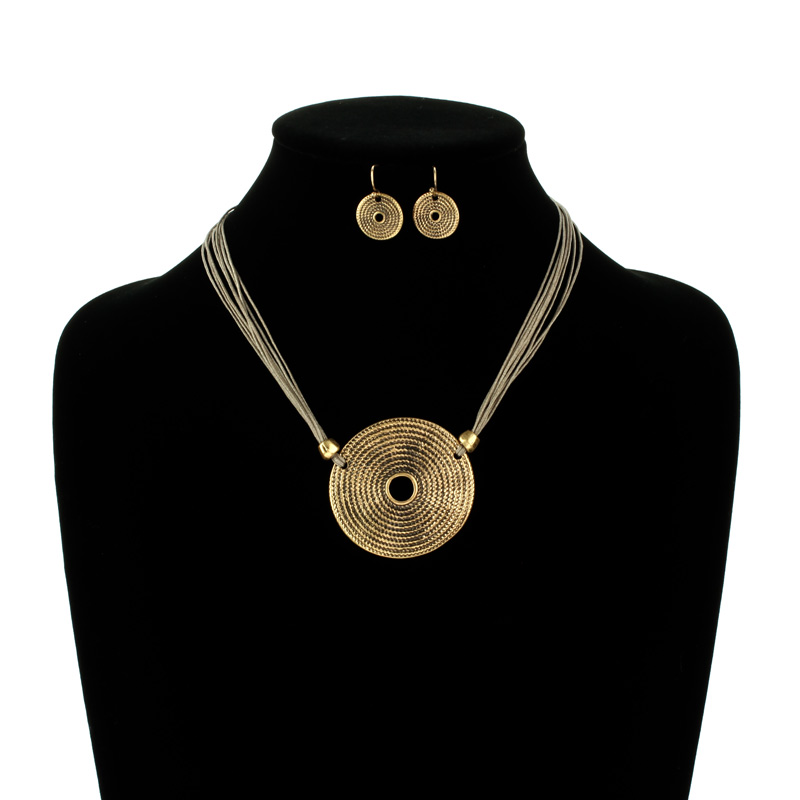 Round Circle Pendant Necklace Set - Image 2